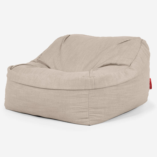 Sedia Pouf Sacco Sloucher - Effetto Lino Crema 01