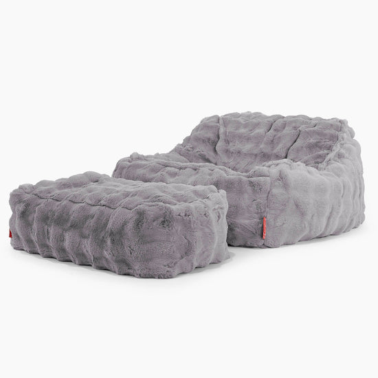 Sedia Pouf Sacco Sloucher - Pelliccia Sintetica a Bolle Grigio 02