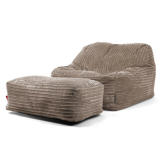 Sedia Pouf Sacco Sloucher - Velluto a Coste Grigio Tortora 02
