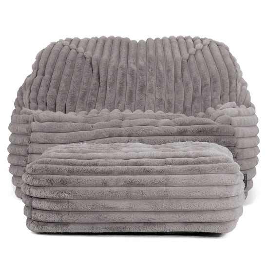 Sedia Pouf Sacco Sloucher - Velluto Felpato Ultra Morbido Grigio3