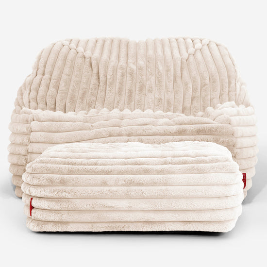 Sedia Pouf Sacco Sloucher - Velluto Felpato Ultra Morbido Panna3