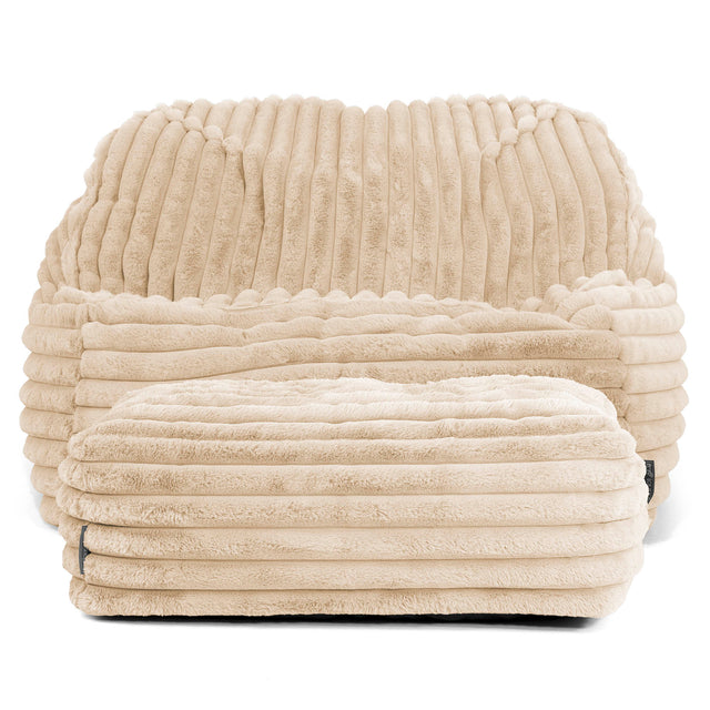 Sedia Pouf Sacco Sloucher - Velluto Felpato Ultra Morbido Panna3