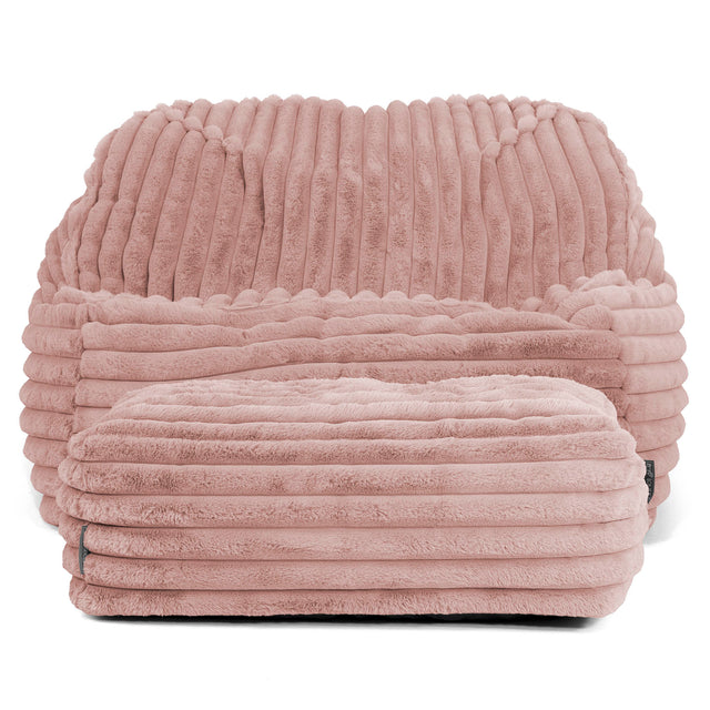 Sedia Pouf Sacco Sloucher - Velluto Felpato Ultra Morbido Rosa Antico3