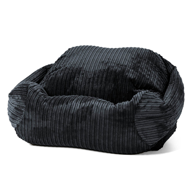 Poltrona Pouf Sacco Sabine - Velluto a Coste Nero 01