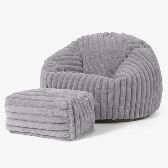 Poltrona Sacco 'Classico' - Velluto Felpato Ultra Morbido Grigio 02