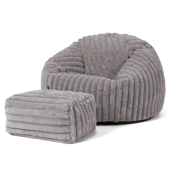 Poltrona Sacco 'Classico' - Velluto Felpato Ultra Morbido Grigio 02