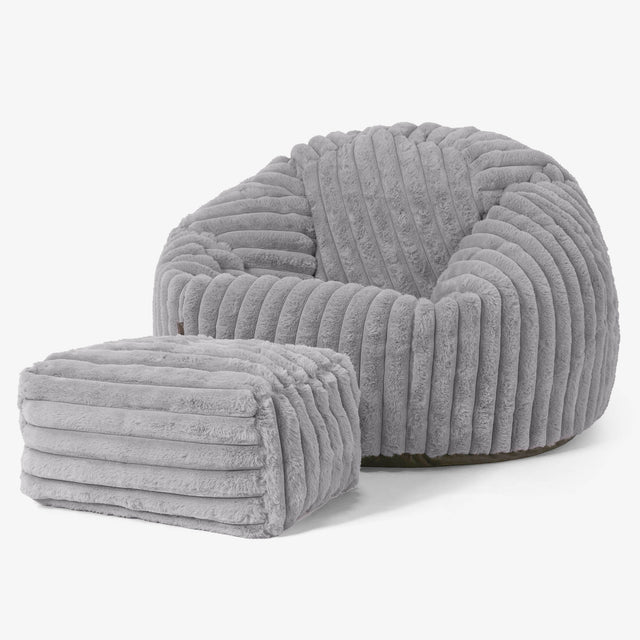 Poltrona Sacco 'Classico' - Velluto Felpato Ultra Morbido Grigio 02
