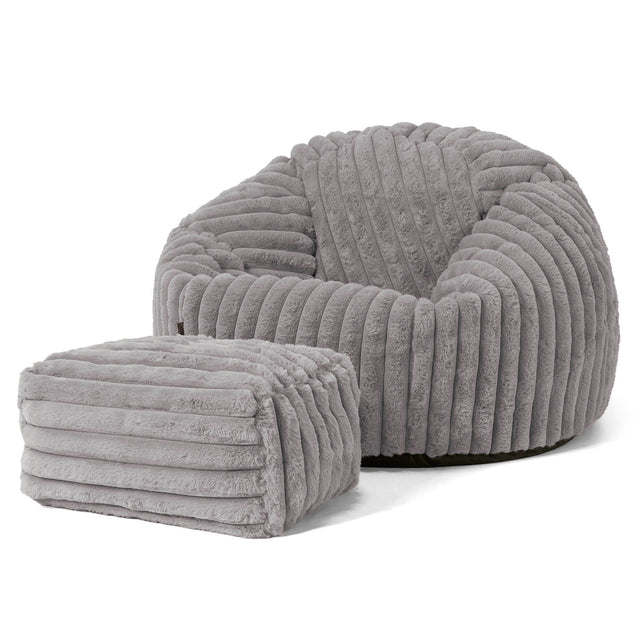 Poltrona Sacco 'Classico' - Velluto Felpato Ultra Morbido Grigio 02
