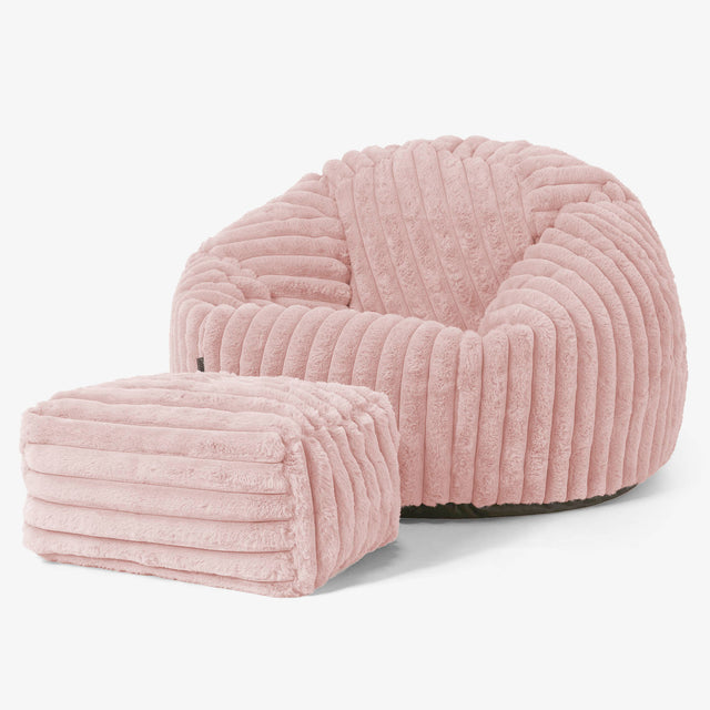Poltrona Sacco 'Classico' - Velluto Felpato Ultra Morbido Rosa Antico 02