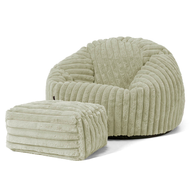 Poltrona Sacco 'Classico' - Velluto Felpato Ultra Morbido Verde Salvia 02