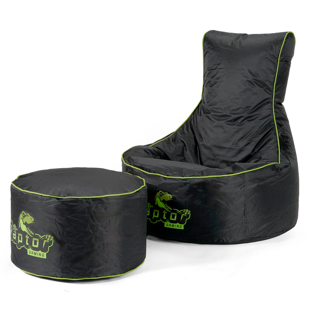 Pouf Gaming Stile Sedile Auto - Nero / Verde 02