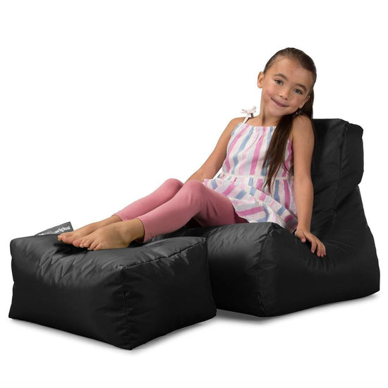Big Bertha Original, Pouf Poltrona Relax per Bambini, Pouf Sacco, Nero