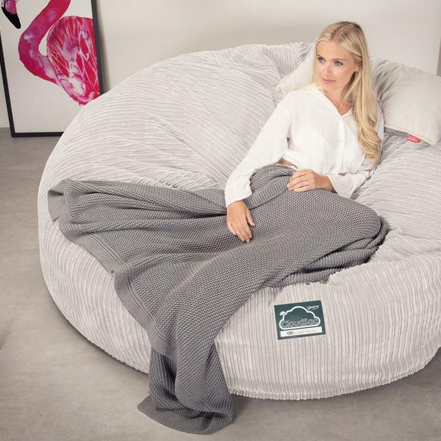 Lounge Pug, Pouf Sacco Gigante King Size XXL, C3000L CloudSac, Imbottito Di Fiocchi Di Lattice e Poliestere, Velluto a Coste Avorio