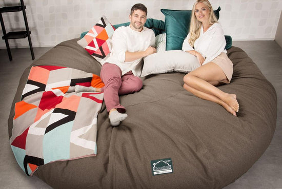 Lounge Pug, Pouf Sacco Gigante Titanico XXXXXL, C5000L CloudSac, Imbottito Di Fiocchi Di Lattice e Poliestere, Tessuto in Lana Interalli Biscotto