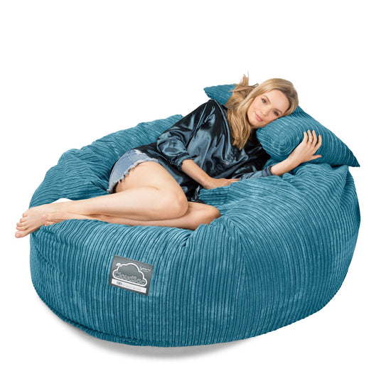 Lounge Pug, Pouf Sacco Gigante XXL, C1010L CloudSac, Imbottito Di Fiocchi Di Lattice e Poliestere, Velluto a Coste Egeo Blu