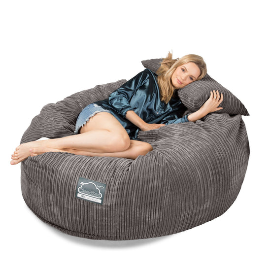 Lounge Pug, Pouf Sacco Gigante XXL, C1010L CloudSac, Imbottito Di Fiocchi Di Lattice e Poliestere, Velluto a Coste Grafite