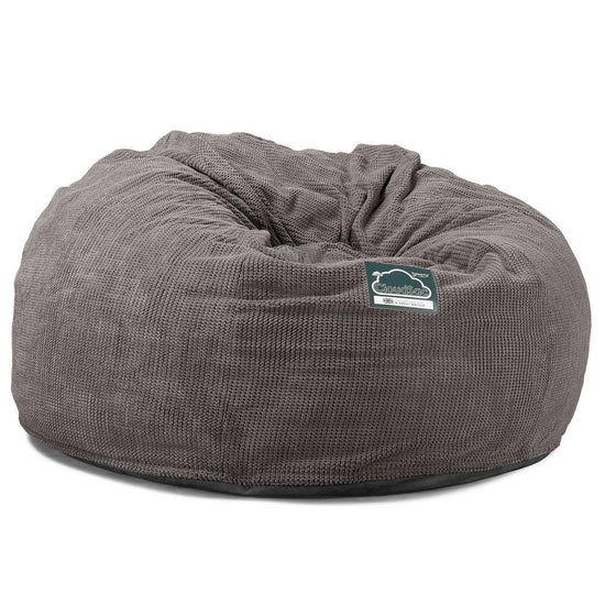 Lounge Pug, Pouf Sacco Gigante XXL, C1010L CloudSac, Imbottito Di Fiocchi Di Lattice e Poliestere, Pompon Carbone Grigio