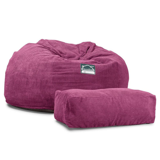 Lounge Pug, Pouf Sacco Gigante XXL, C1010L CloudSac, Imbottito Di Fiocchi Di Lattice e Poliestere, Pompon Rosa