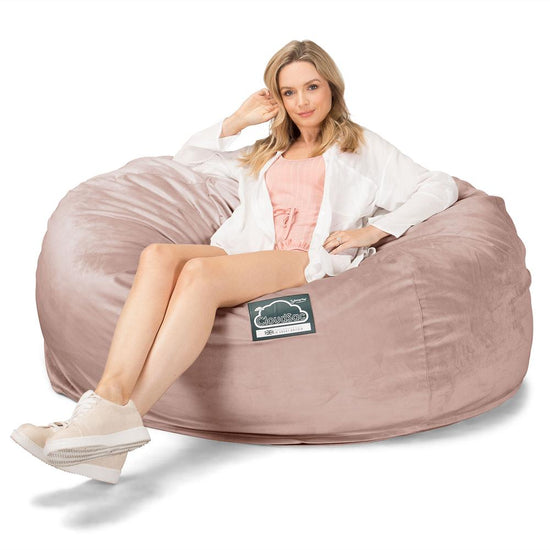 Lounge Pug, Pouf Sacco Gigante XXL, C1010L CloudSac, Imbottito Di Fiocchi Di Lattice e Poliestere, Velluto Rosa