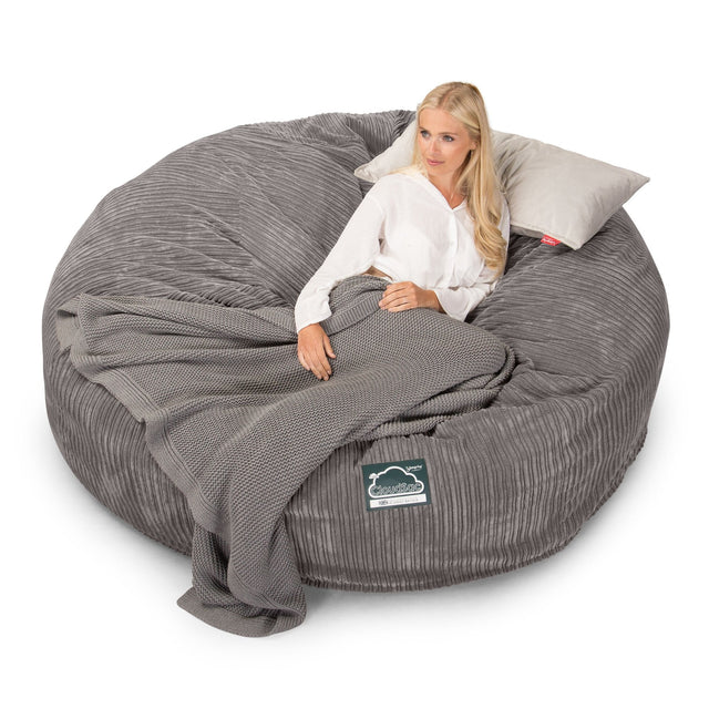 Lounge Pug, Pouf Sacco Gigante King Size XXL, C3000L CloudSac, Imbottito Di Fiocchi Di Lattice e Poliestere, Velluto a Coste Grafite