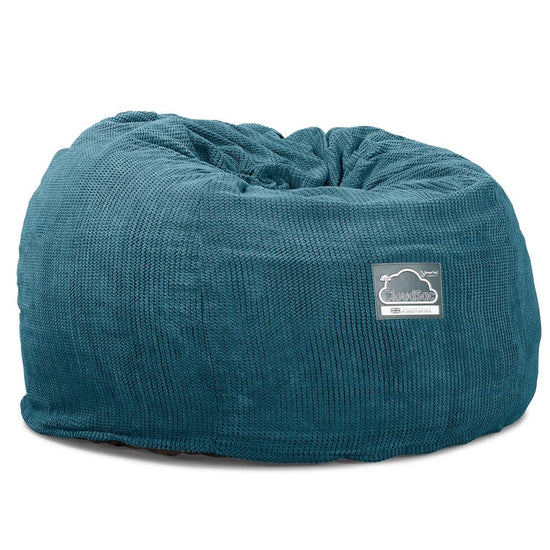 Lounge Pug, Pouf Sacco Gigante XL, C510L CloudSac, Imbottito Di Fiocchi Di Lattice e Poliestere, Pompon Egeo Blu