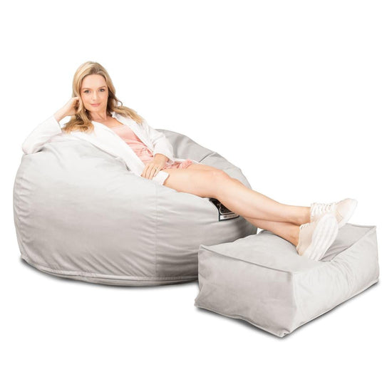 Lounge Pug, Pouf Sacco Gigante XL, C510L CloudSac, Imbottito Di Fiocchi Di Lattice e Poliestere, Velluto Argento