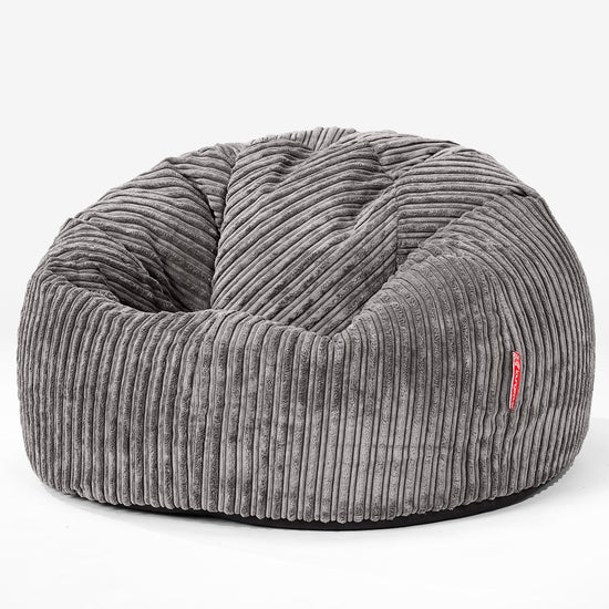 Pouf Sacco Per Bambini, C200L CloudSac, Imbottito Di Fiocchi Di Lattice e Poliestere 2-12 anni - Velluto a Coste Grafite 01