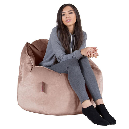 LOUNGE PUG, Poltrona Sacco 'Abbraccio', Pouf, Velluto - Rosa
