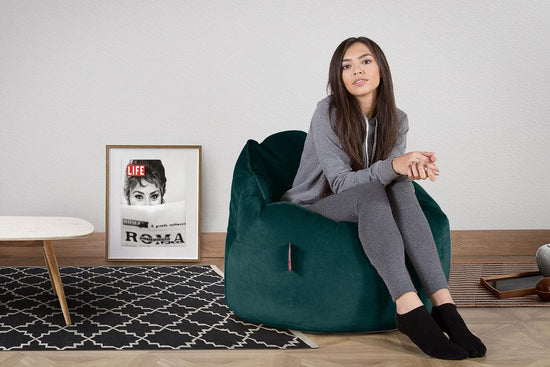 LOUNGE PUG, Poltrona Sacco 'Abbraccio', Pouf, Velluto - Alzavola