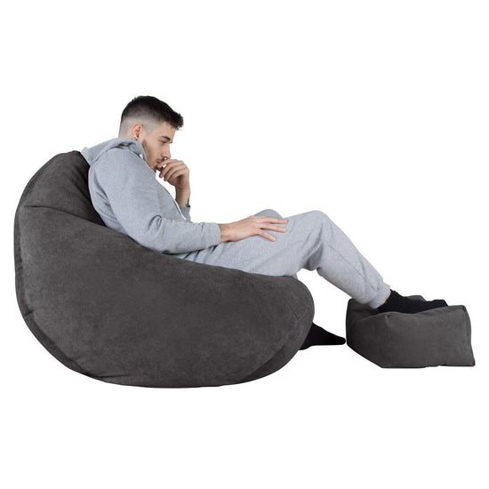 LOUNGE PUG - Poltrona Sacco Pouf 'Gioco' - Tessuto a Griglia - Grafite