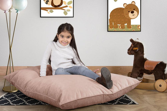 LOUNGE PUG, Cuscino Pouf Sacco Junior, Velluto - Rosa