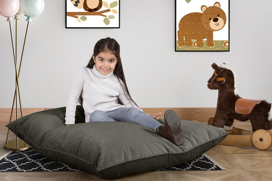 LOUNGE PUG, Cuscino Pouf Sacco Junior, Velluto - Grafite