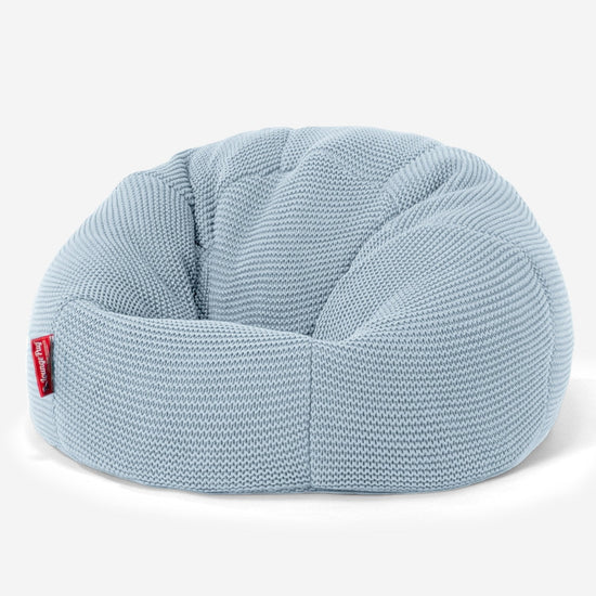 LOUNGE PUG - ELLOS Lavorato a Maglia - Pouf Sacco Per Bambini - Poltrona Sacco 'Classico' per Bambini - Blu nebbioso