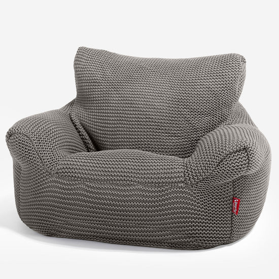LOUNGE PUG - Poltrona Sacco Per Bambini - Poufs - Ellos Lavorato a Maglia Grigio