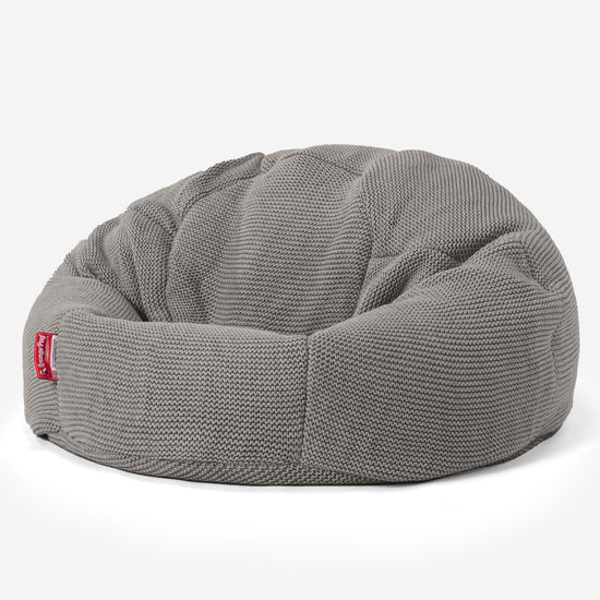 LOUNGE PUG, Poltrona Sacco 'Classico', Ellos Lavorato a Maglia - Grigio