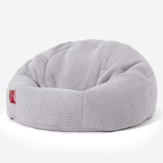 LOUNGE PUG, Poltrona Sacco 'Classico', Ellos Lavorato a Maglia - Grigio chiaro
