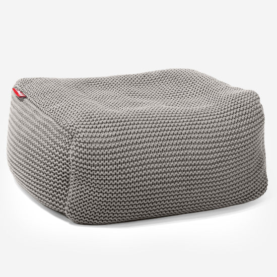 LOUNGE PUG - Pouf Poggiapiedi - Ellos Lavorato a Maglia Grigio
