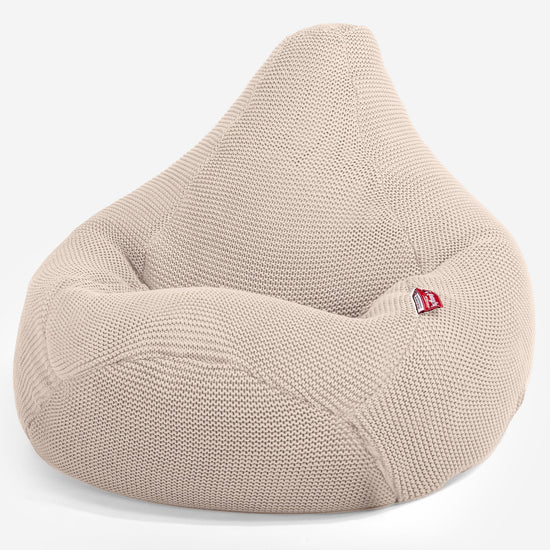LOUNGE PUG - Poltrona Sacco Pouf 'Gioco' - Ellos Lavorato a Maglia Panna