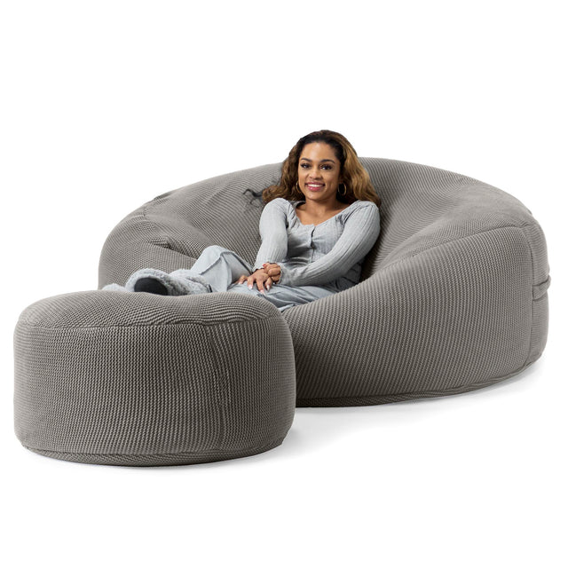 LOUNGE PUG - Pouf Sacco Gigante XXXL 'Mega Mammut' - Ellos Lavorato a Maglia Grigio
