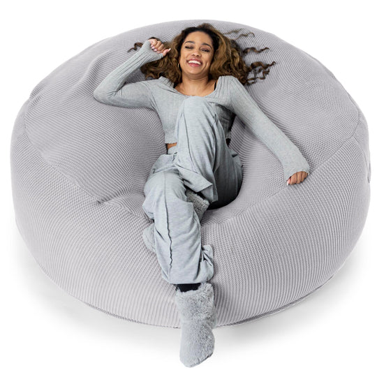 LOUNGE PUG - Pouf Sacco Gigante XXXL 'Mega Mammut' - Ellos Lavorato a Maglia Grigio chiaro