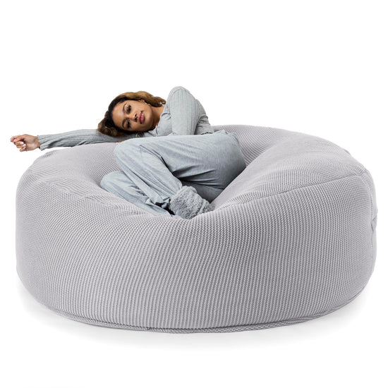 LOUNGE PUG - Pouf Sacco Gigante XXXL 'Mega Mammut' - Ellos Lavorato a Maglia Grigio chiaro