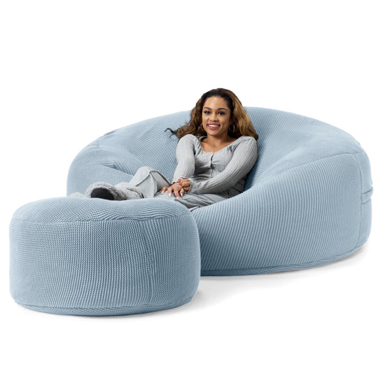 LOUNGE PUG - Pouf Sacco Gigante XXXL 'Mega Mammut' - Ellos Lavorato a Maglia Blu nebbioso