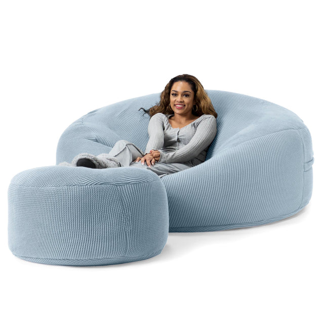LOUNGE PUG - Pouf Sacco Gigante XXXL 'Mega Mammut' - Ellos Lavorato a Maglia Blu nebbioso