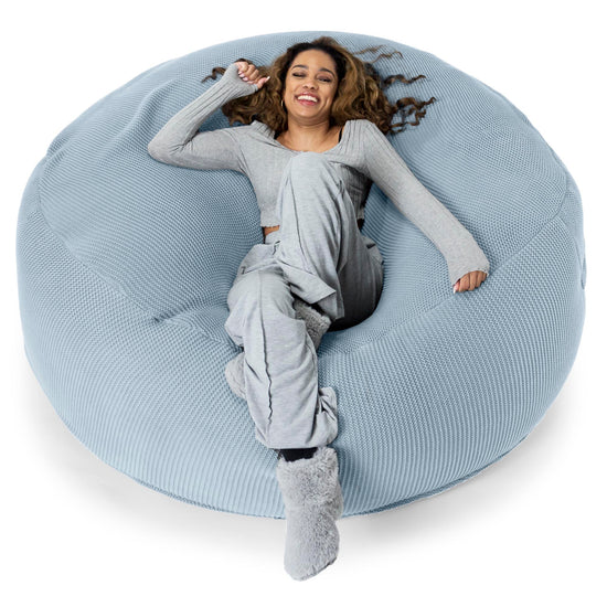 LOUNGE PUG - Pouf Sacco Gigante XXXL 'Mega Mammut' - Ellos Lavorato a Maglia Blu nebbioso