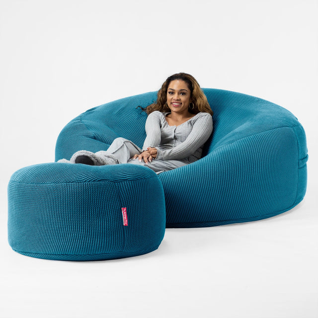 LOUNGE PUG - Pouf Sacco Gigante XXXL 'Mega Mammut' - Ellos Lavorato a Maglia Blu petrolio