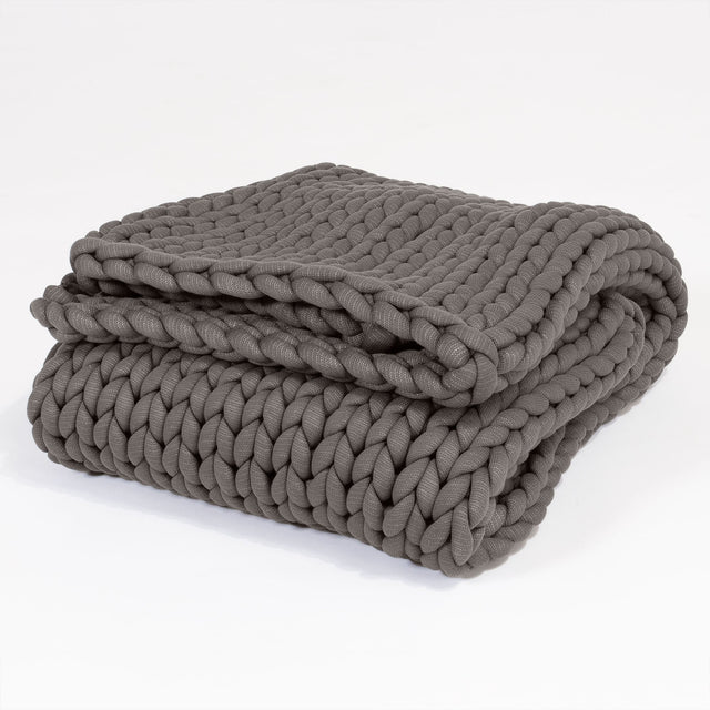 Lounge Pug - Coperta Ponderata per Adulti - Calmante per l'ansia - Lavorazione a maglia grossa Grigio - 5 KG 135 x 150 cm