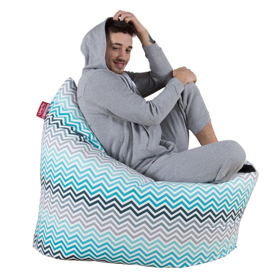 LOUNGE PUG - Cuscino Pouf Sacco XL - Stampa Geometrica Chevron Alzavola