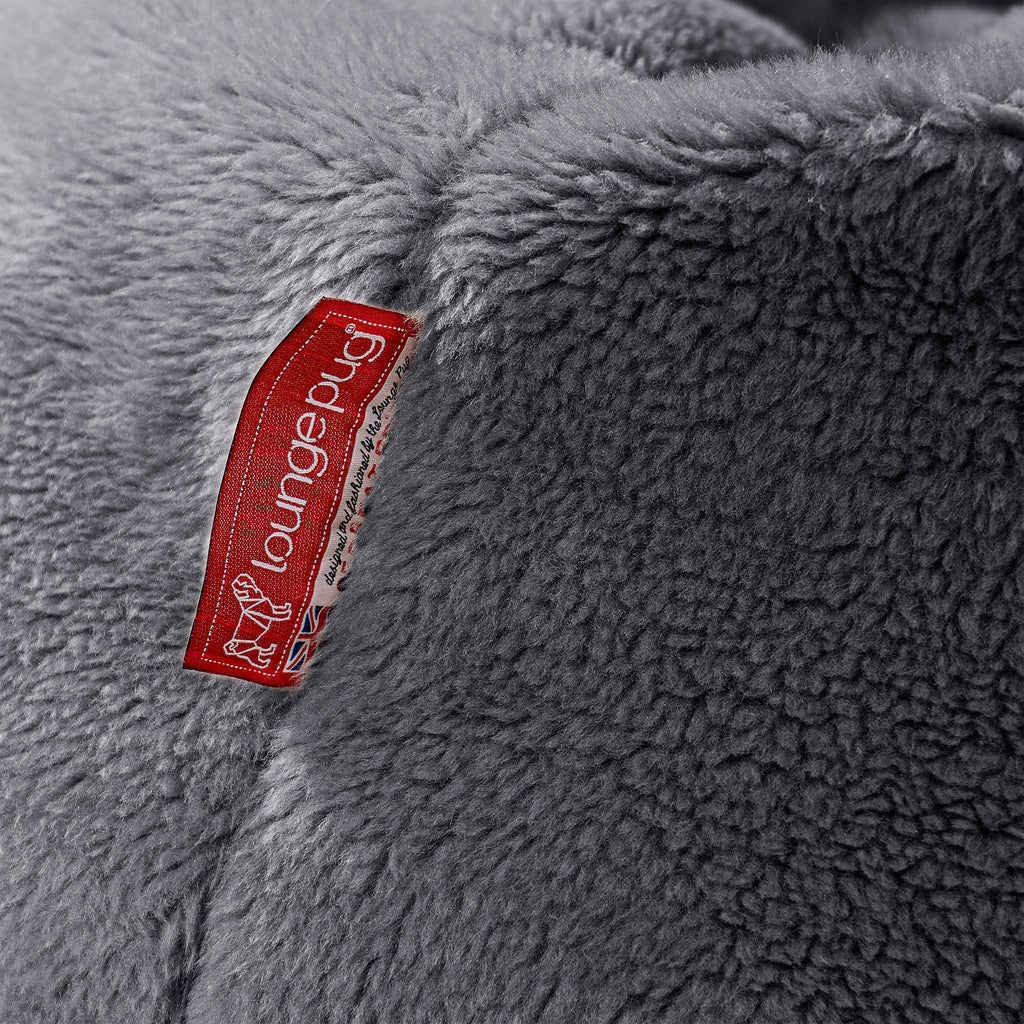 Pouf Sacco Gigante XXXL 'Mega Mammut' - Eco-pelliccia Orsacchiotto Grigio scuro 05