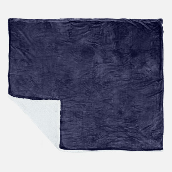 Coperta Sherpa - Pile Sherpa di Flanella Blu scuro 03