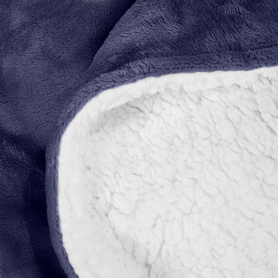 Coperta Sherpa - Pile Sherpa di Flanella Blu scuro 04